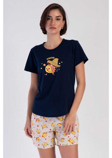 Kadın Kısa Kol Şortlu Pijama Takım , 311231