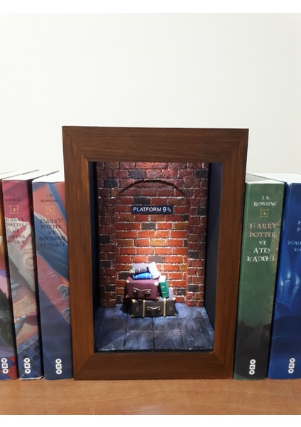 Harry Potter Hogwarts Express Platform 9¾ El Yapımı Book Nook Ve Kitap Tutucu