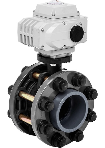 Ø140 24V Dc Elektrik Aktüatörlü U-Pvc Takım Kelebek Vana Su Için