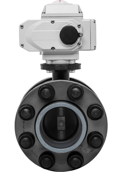Ø110 24V Dc Elektrik Aktüatörlü U-Pvc Takım Kelebek Vana Asit Için