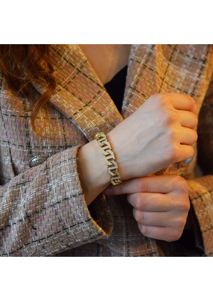 14 Ayar Altın Taşlı Gurmet Bileklik