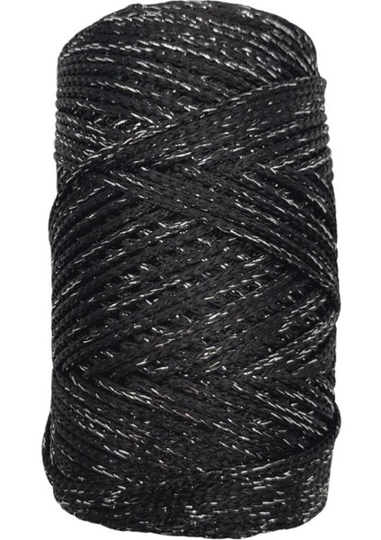 Renkli Simli Polyester Makrome Siyah Renk 200 gr No:03