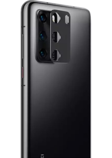 Huawei P40 ile Uyumlu Kamera Lens Koruma Halkası Siyah - FC377