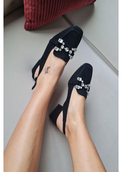 10 031 Topukla Kadın Toka Detaylı 4 cm Topuklu Loafer Günlük Ayakkabı