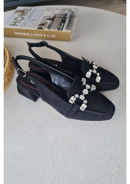 10 031 Topukla Kadın Toka Detaylı 4 cm Topuklu Loafer Günlük Ayakkabı