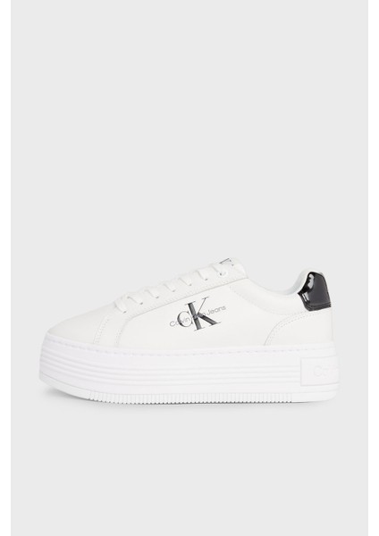 Calvin Klein Logolu Platform Topuk Deri Sneaker Ayakkabı YW0YW0143101W Kadın Ayakkabı YW0YW01431 01W