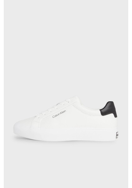 Calvin Klein Logolu Deri Sneaker Ayakkabı HW0HW020370LI Kadın Ayakkabı HW0HW02037 0lı