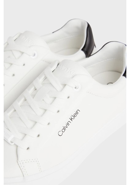 Calvin Klein Logolu Deri Sneaker Ayakkabı HW0HW020370LI Kadın Ayakkabı HW0HW02037 0lı