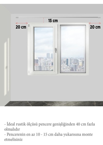 Kornişli Metal Rustik Antrasit Venti 20MM Tek Raylı Perde Askısı, Rustik Borusu, Metal Korniş