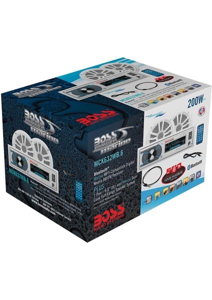 Boss Audio Systems MCK632WB.6 Usb, Aux Girişli Bluetoothlu Hoparlörlü Marin Teyp Seti