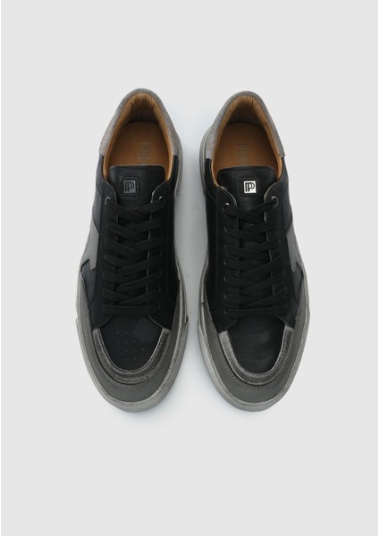 Siyah Deri Erkek Sneaker indirimleri