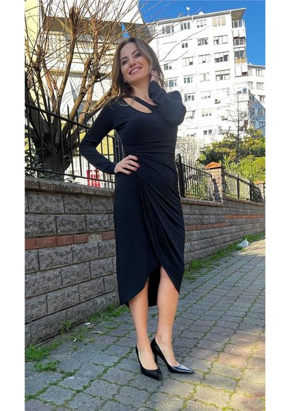 Yandan Büzgülü Kruvaze Elbize