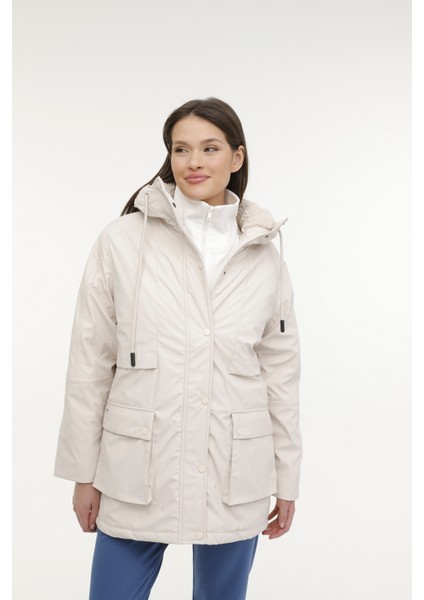 W-CT2050 Alıce Coat 2pr Bej Kadın Uzun Kaban