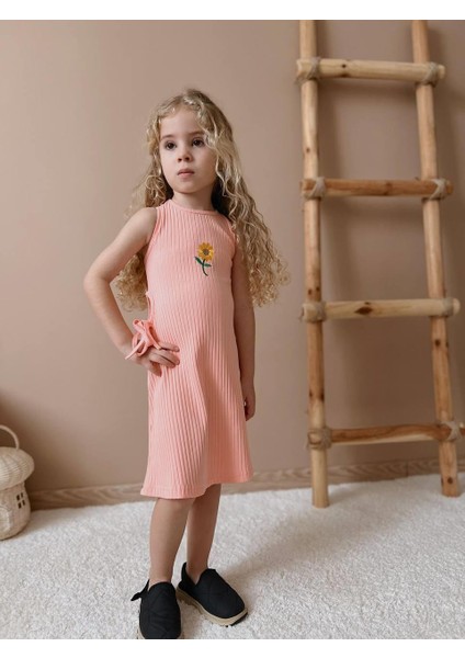 Yigit Butik Ribana Kumaş Fitilli Kız Çocuk Elbise
