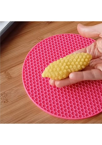 2'li Silikon Nihale, Petek Desenli Kalburbastı Kalıbı, Tutacak Kırmızı/gri Çap: 17,5cm