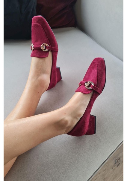 10 1900 Topukla Kadın Toka Detaylı 3 cm Topuklu Loafer Günlük Ayakkabı
