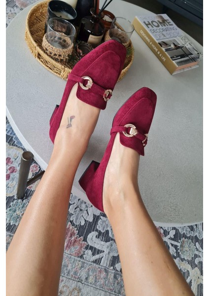 10 1900 Topukla Kadın Toka Detaylı 3 cm Topuklu Loafer Günlük Ayakkabı fırsatları