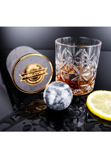 Neptün Seri Küre Granit Mermer Viski Taşı Hediye Kutusunda 1 Adet