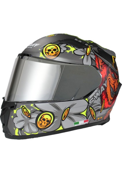 820 Badboy Ayna Vizör Desenli Full Face Kask