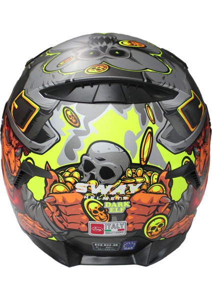 820 Badboy Ayna Vizör Desenli Full Face Kask