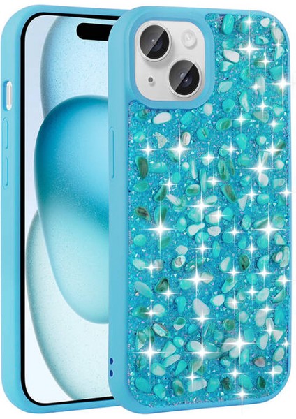 iPhone 15 Plus Kılıf Linea Parlak Taşlı + Ekran Koruyucu Nano