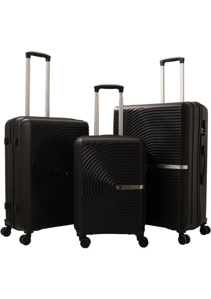 Kırılmaz Polipropilen 3'lü Valiz Seti Büyük & Orta & Kabin Siyah V374