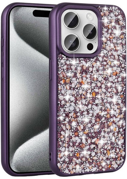 iPhone 15 Pro Max Kılıf Linea Parlak Taşlı