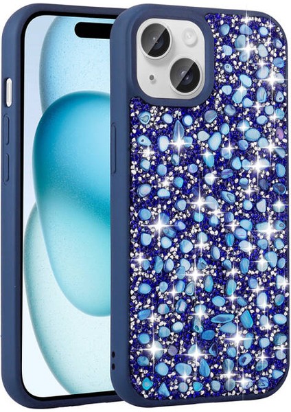 iPhone 15 Kılıf Linea Parlak Taşlı + Ekran Koruyucu Nano