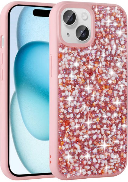iPhone 15 Plus Kılıf Linea Parlak Taşlı + Ekran Koruyucu Nano