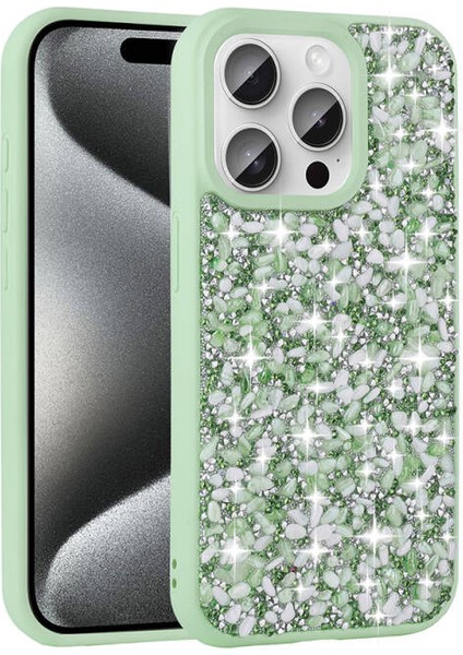 iPhone 15 Pro Max Kılıf Linea Parlak Taşlı + Ekran Koruyucu Nano