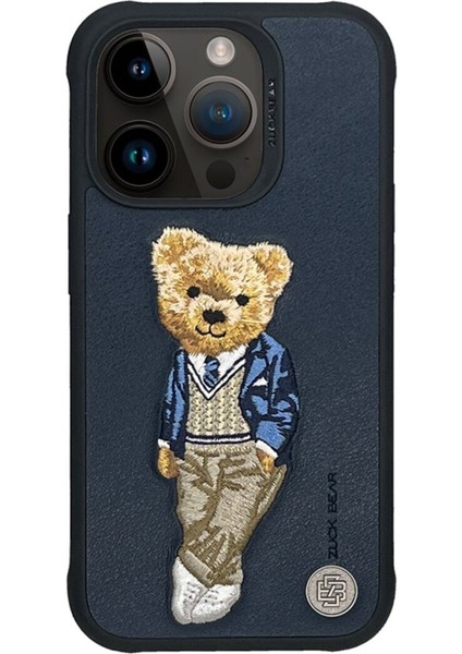 Apple iPhone 15 Pro Kılıf Zuckbear London Classic Serisi Desenli Kapak