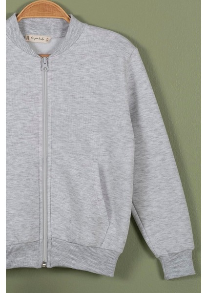 Fermuarlı Kanguru Cep Gri Kız Çocuk Ceket fiyatları