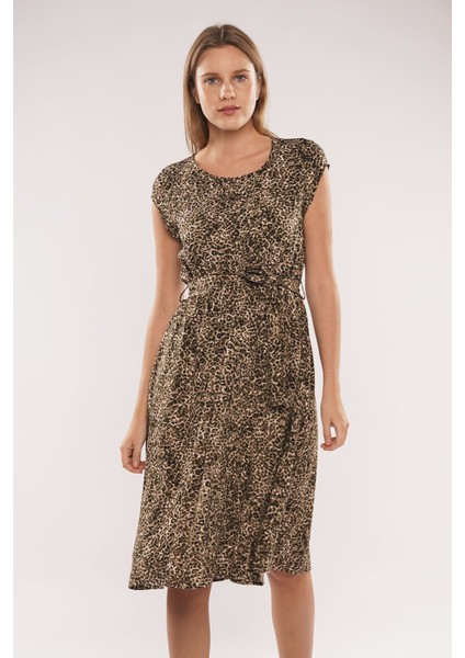 Leopar Desenli Elbise