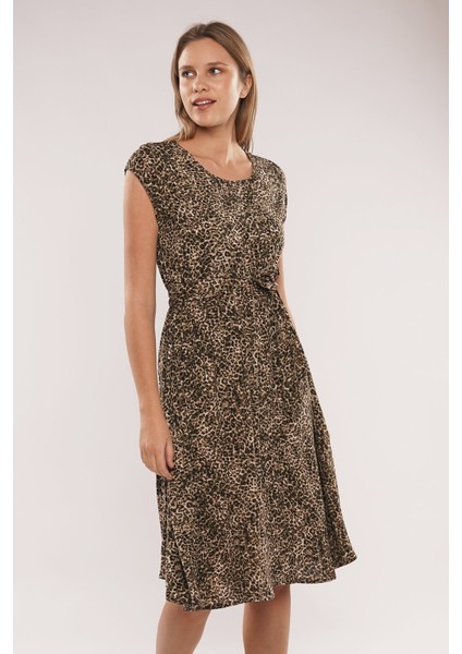 Leopar Desenli Elbise