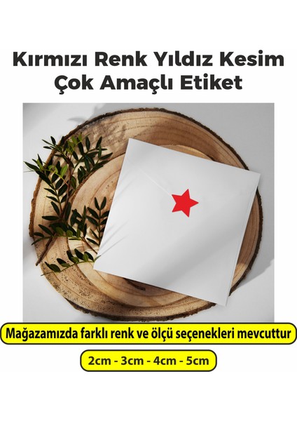 Yıldız Kesimli Kırmızı Renkli Çok Amaçlı Etiket (4cm - 500 Adet)