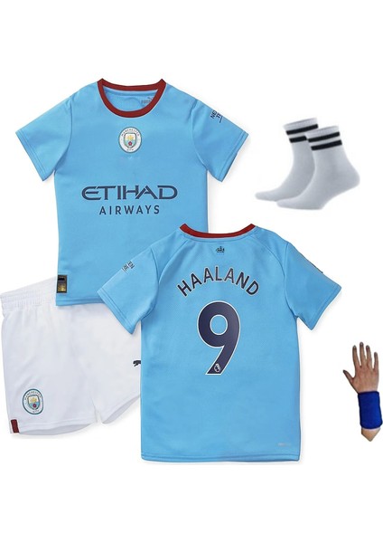 Manchester City Haaland 21/22 Sezon 4 Lü Set Çocuk Futbol Forması Erling Haaland