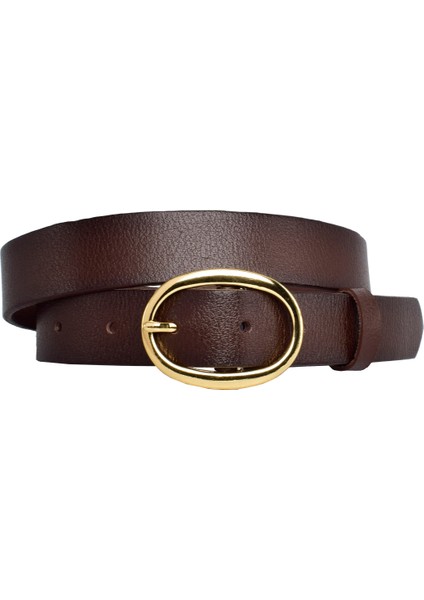 Deri, Gold Tokalı 3 cm Koyu Kahverengi Kadın Kemeri; Elbise, Pantolon Kemeri=3cm-Kdn-36 modelleri