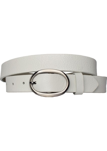 Deri Mat Gümüş Oval Tokalı Süt Beyaz Ince Kadın Kemeri, 3 Cm=3cm-Kdn-39-Nik.ov fırsatları
