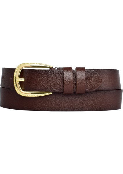 Deri, Gold Tokalı 3 cm Koyu Kahverengi Kadın Kemeri; Elbise, Pantolon Kemeri=3cm-Kdn-31 modelleri
