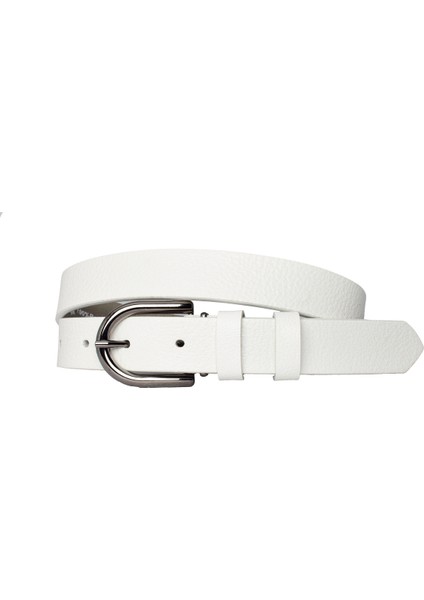Deri Nikel Tokalı Süt Beyaz Ince Kadın Kemeri, 3cm=3cm-Kdn-21 fırsatları