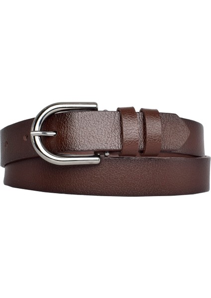 Deri, Nikel Tokalı 3 cm Koyu Kahverengi Kadın Kemeri; Elbise, Pantolon Kemeri=3cm-Kdn-21 fırsatları