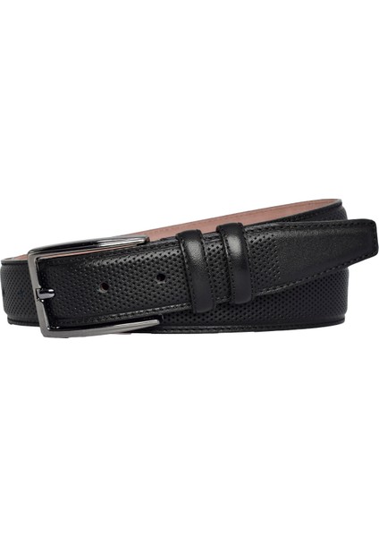 Deri, Siyah Dikişli Klasik, Kumaş Pantolon Kemeri 3.5 Cm_dikisli.noktalı fırsatları