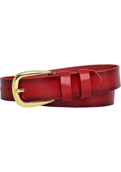 Deri, Gold Tokalı 3 cm Kırmızı Kadın Kemeri; Elbise, Pantolon Kemeri=3cm-Kdn-31 fırsatları