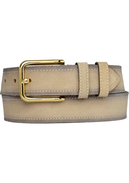 Deri, Gold Tokalı 4 cm Süet Krem Kadın Kemeri; Kot, Spor Kemer fırsatları