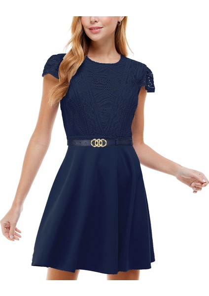 Deri, Gold Örgü Tokalı 3 cm Lacivert Kadın Kemeri; Elbise, Pantolon Kemeri modelleri