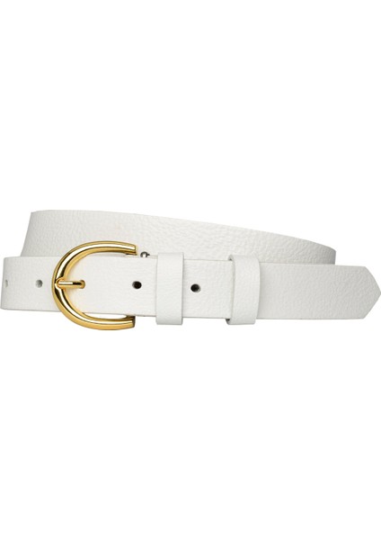 Deri Gold Tokalı Süt Beyaz Ince Kadın Kemeri, 3cm=3cm-Kdn-02 fırsatları