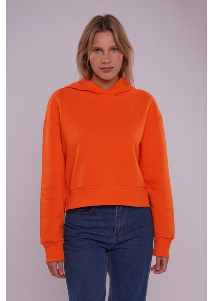 Oranj Kapüşonlu Sweat