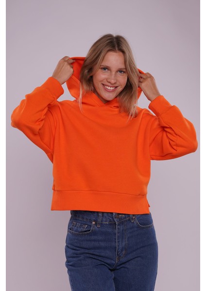 Oranj Kapüşonlu Sweat