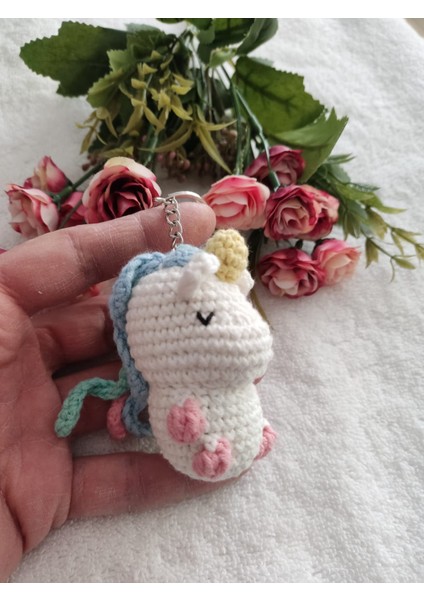 Deren Pecunia Amigurumi Mini Unicorn Oyuncak Anahtarlık, Çanta Süsü ( 6 cm - 1 Adet )