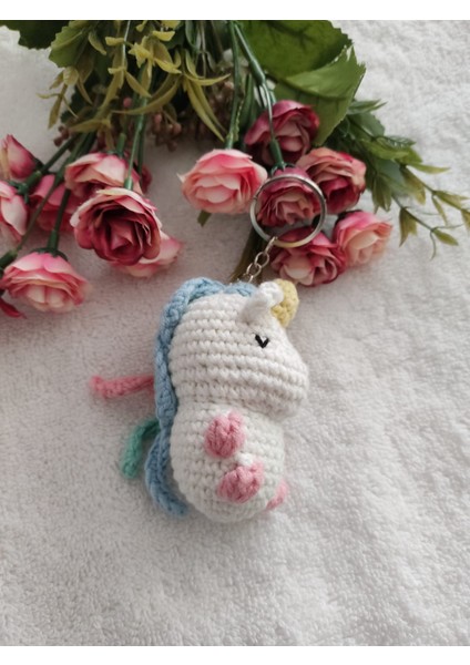 Deren Pecunia Amigurumi Mini Unicorn Oyuncak Anahtarlık, Çanta Süsü ( 6 cm - 1 Adet )